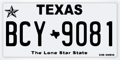 TX license plate BCY9081