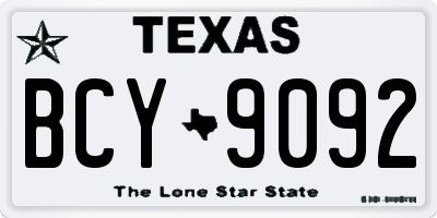 TX license plate BCY9092