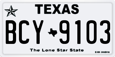 TX license plate BCY9103
