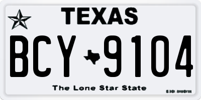 TX license plate BCY9104