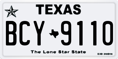 TX license plate BCY9110