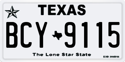 TX license plate BCY9115