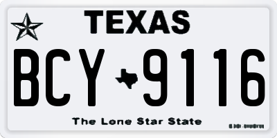 TX license plate BCY9116