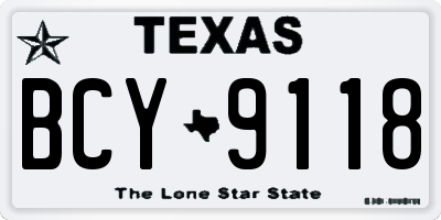 TX license plate BCY9118
