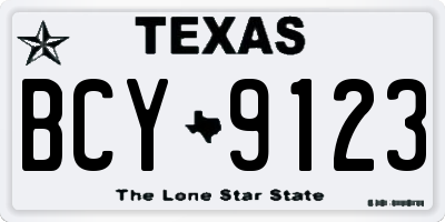 TX license plate BCY9123