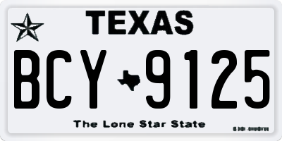 TX license plate BCY9125