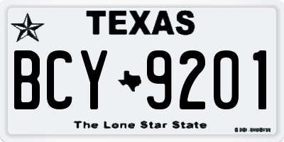 TX license plate BCY9201