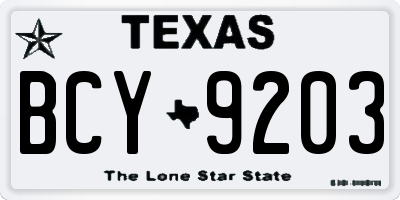 TX license plate BCY9203