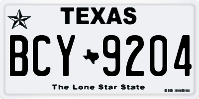 TX license plate BCY9204