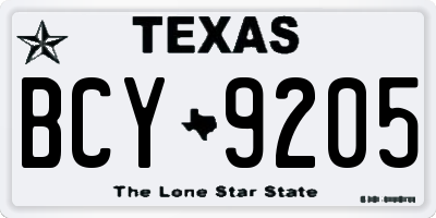 TX license plate BCY9205