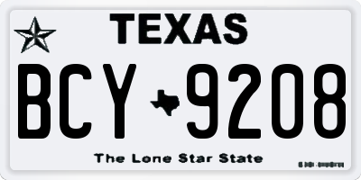 TX license plate BCY9208