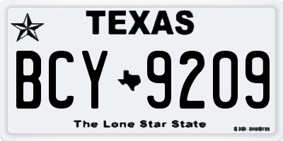 TX license plate BCY9209