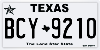 TX license plate BCY9210