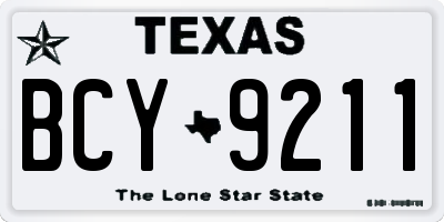 TX license plate BCY9211