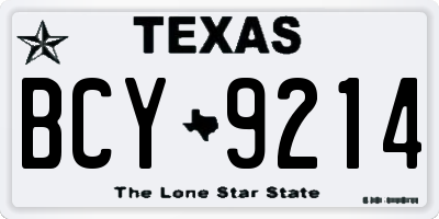 TX license plate BCY9214