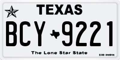 TX license plate BCY9221