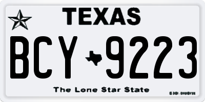 TX license plate BCY9223