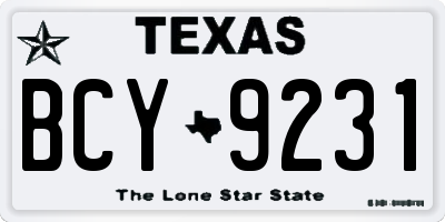 TX license plate BCY9231