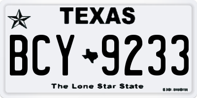 TX license plate BCY9233
