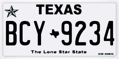 TX license plate BCY9234