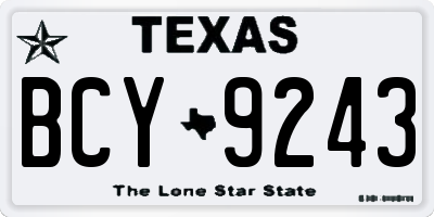 TX license plate BCY9243