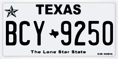 TX license plate BCY9250