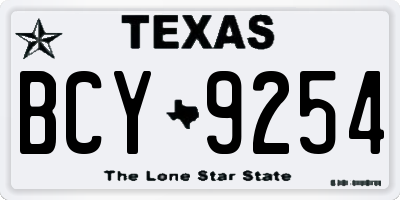 TX license plate BCY9254
