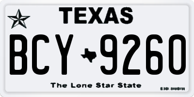 TX license plate BCY9260