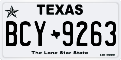 TX license plate BCY9263
