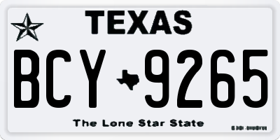TX license plate BCY9265