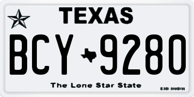 TX license plate BCY9280