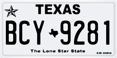 TX license plate BCY9281