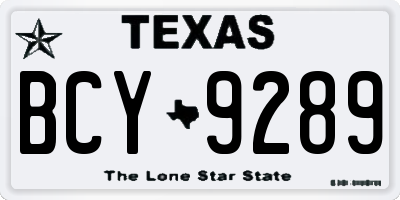TX license plate BCY9289