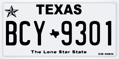 TX license plate BCY9301