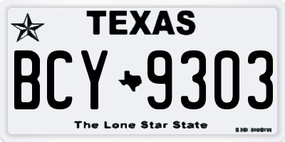 TX license plate BCY9303