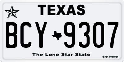 TX license plate BCY9307