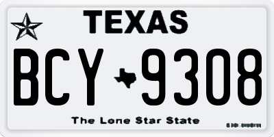 TX license plate BCY9308