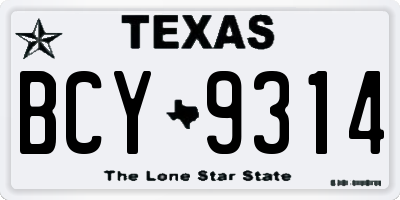 TX license plate BCY9314