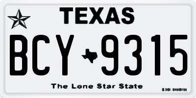 TX license plate BCY9315