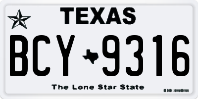 TX license plate BCY9316