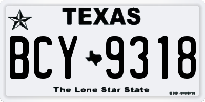 TX license plate BCY9318