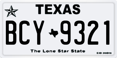 TX license plate BCY9321