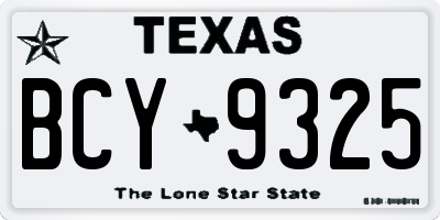 TX license plate BCY9325