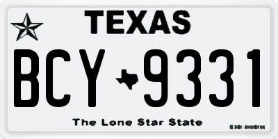 TX license plate BCY9331