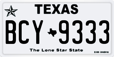 TX license plate BCY9333