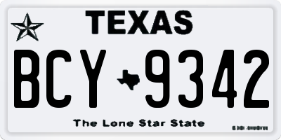 TX license plate BCY9342