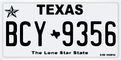 TX license plate BCY9356