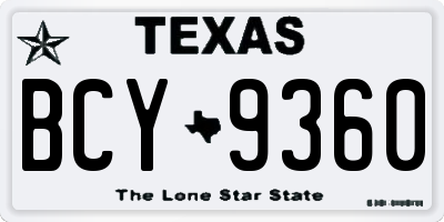 TX license plate BCY9360