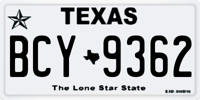 TX license plate BCY9362