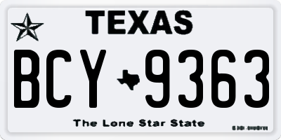 TX license plate BCY9363